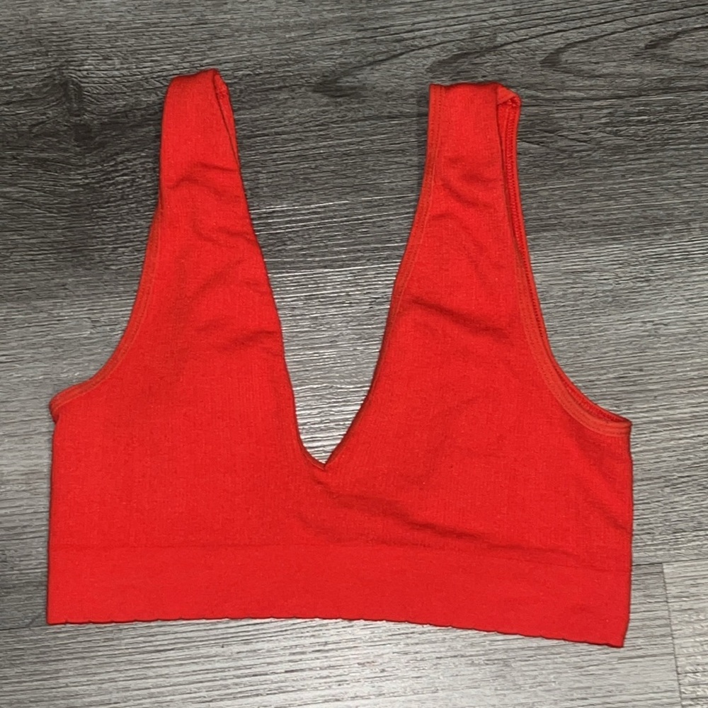 Anthropologie Red Ribbed Knit Stretch Crop Top, size XXS/XS
